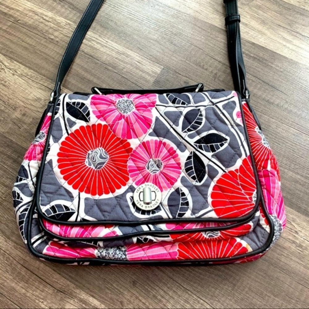 Vera Bradley crossbody gray pink red floral print